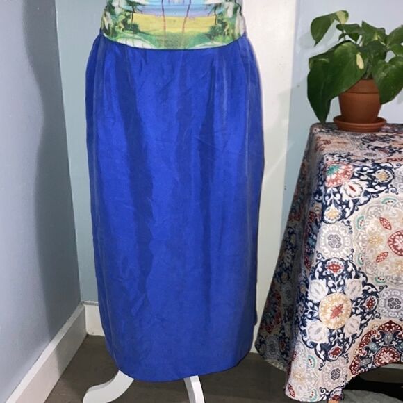 Morgan Miller, 100% Silk Royal Blue Vintage Lined Maxi Skirt, Women’s Size 14 - Picture 1 of 9